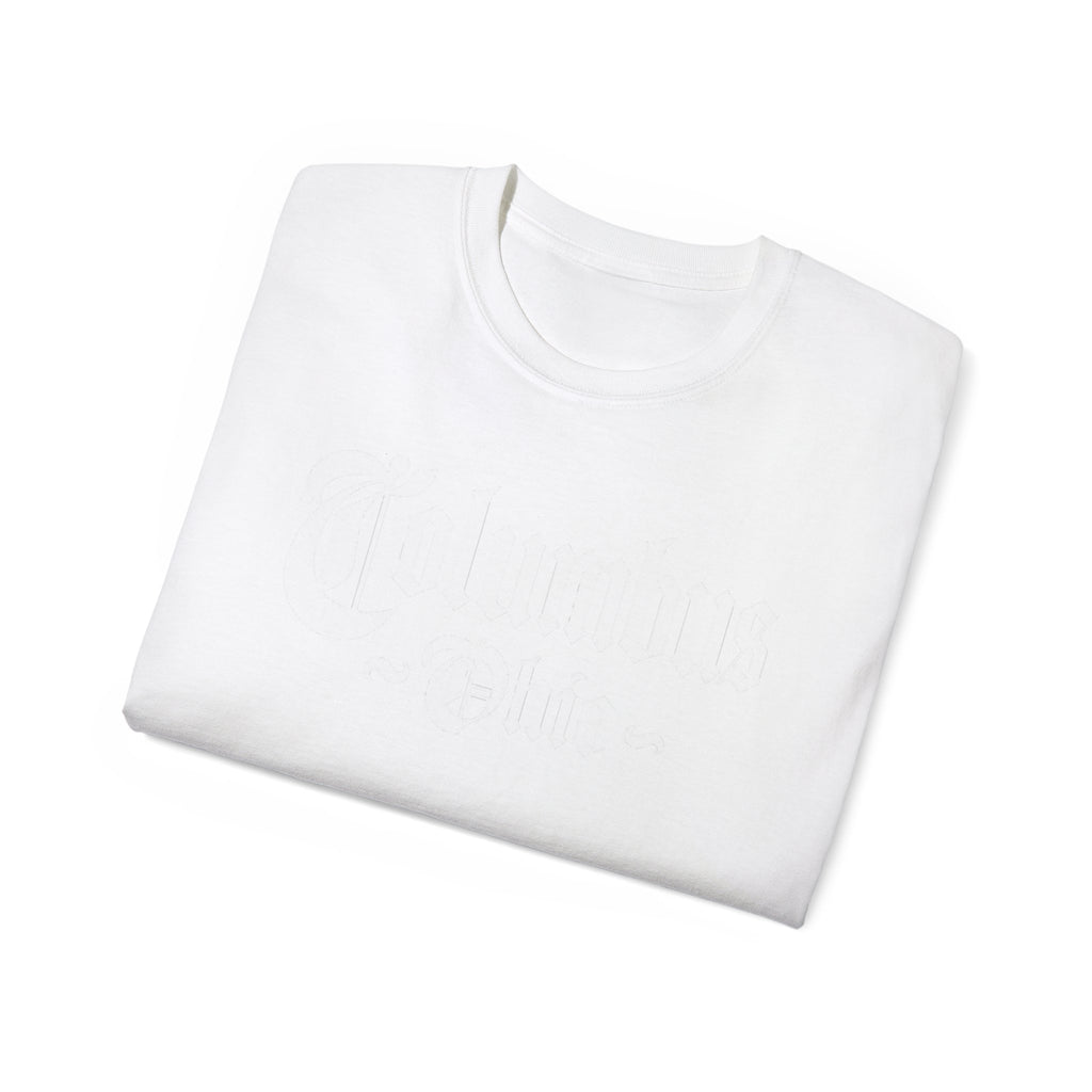 Columbus Ohio - Unisex White Text Tee Shirt