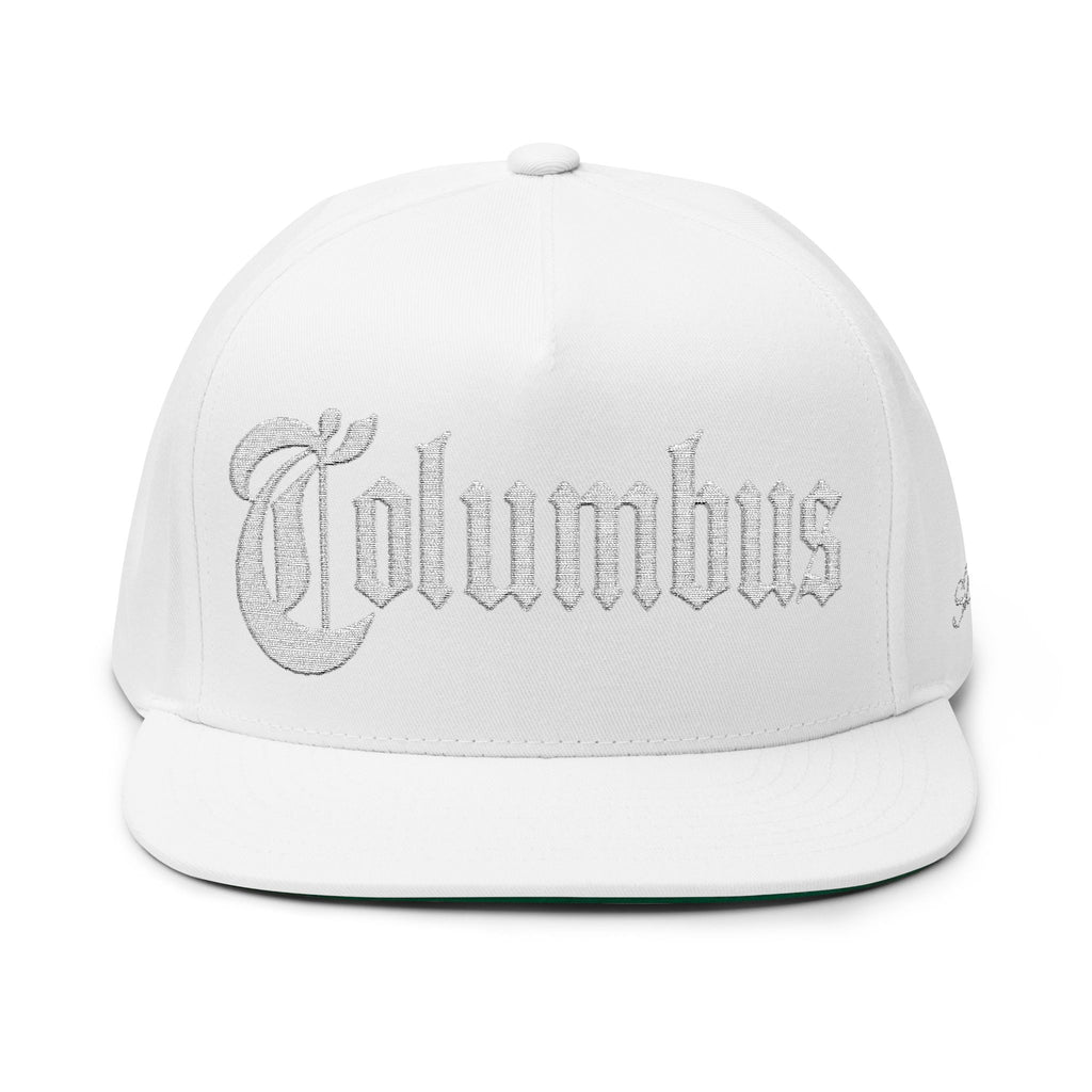 Columbus Ohio - White Text Snapback Hat