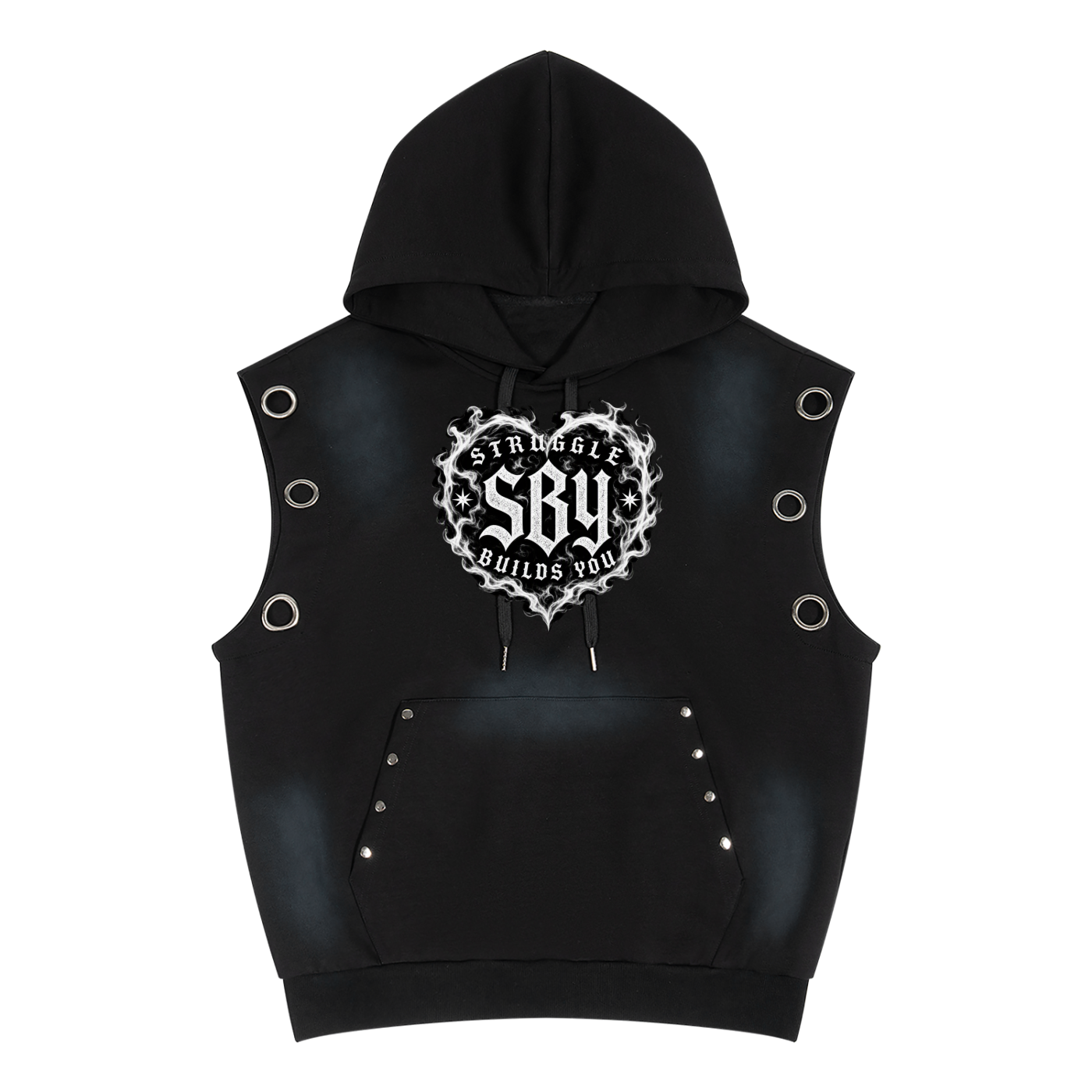 SBY Traditional - Women’s Hearts Of Smoke Vintage Sleeveless Hoodie