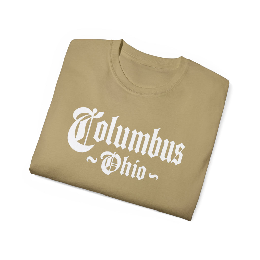 Columbus Ohio - Unisex White Text Tee Shirt