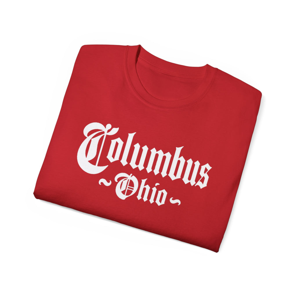 Columbus Ohio - Unisex White Text Tee Shirt