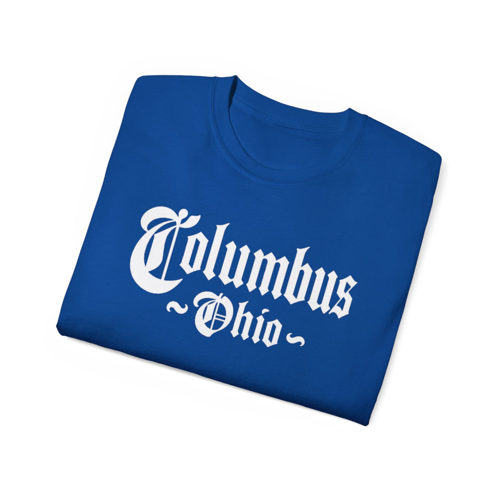 Columbus Ohio - Unisex White Text Tee Shirt