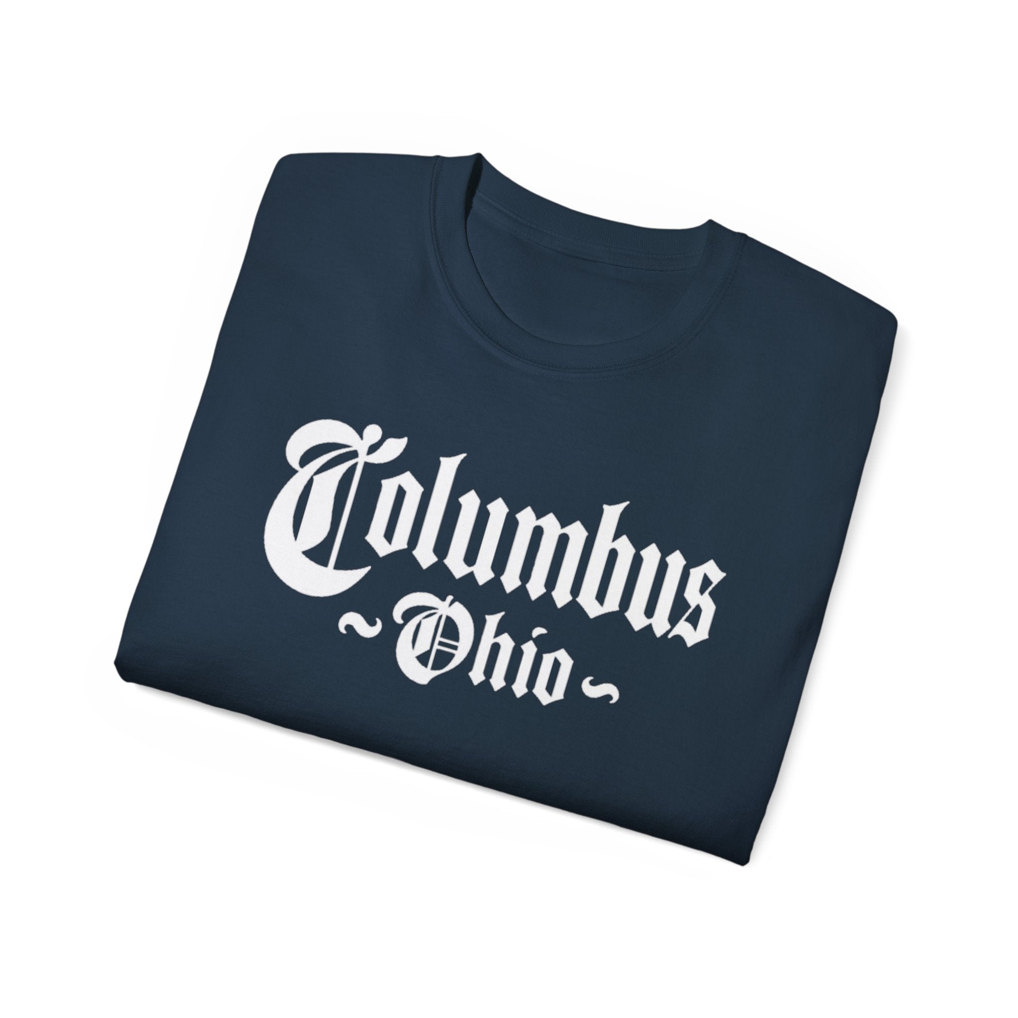 Columbus Ohio - Unisex White Text Tee Shirt