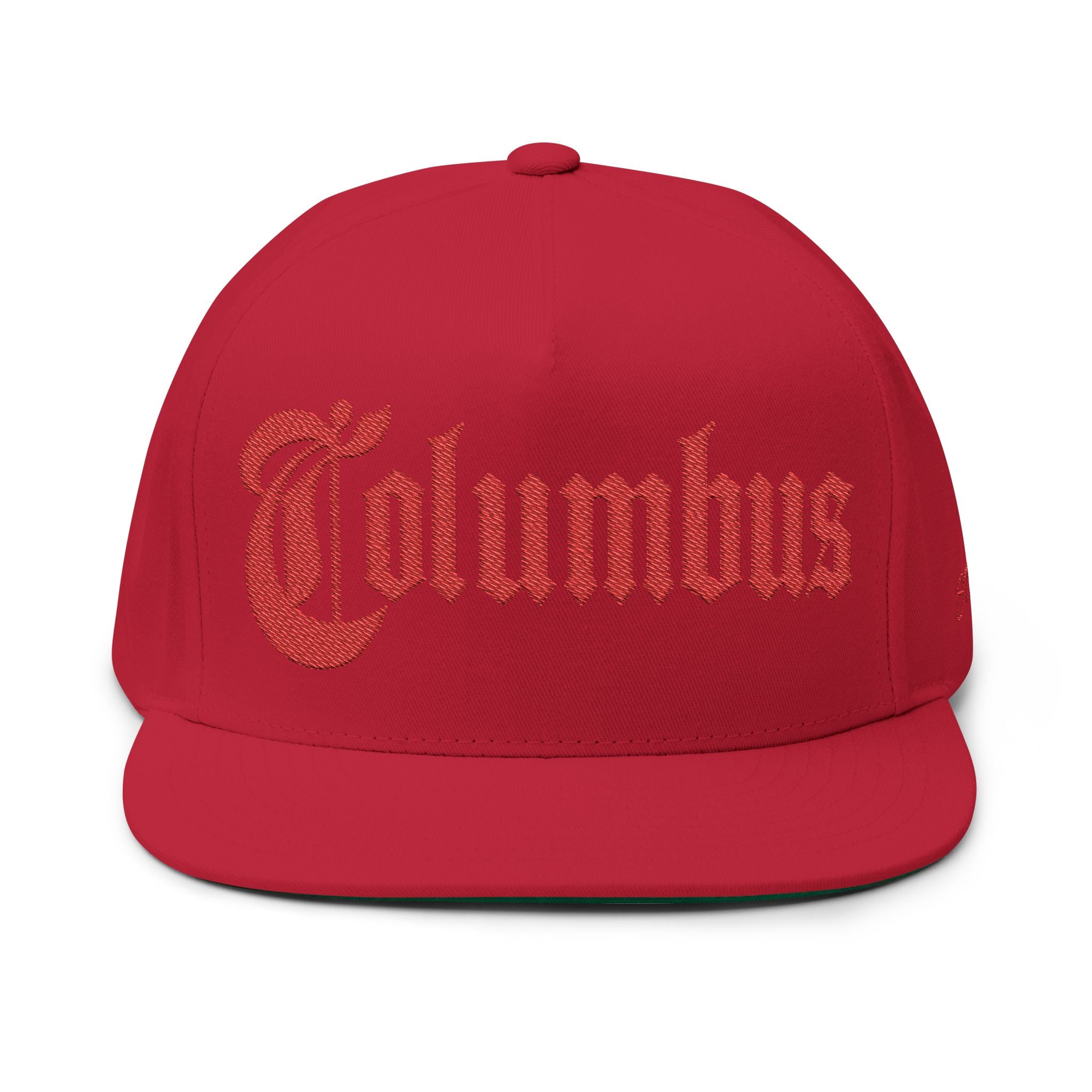 Columbus Ohio - Red Text Snapback Hat