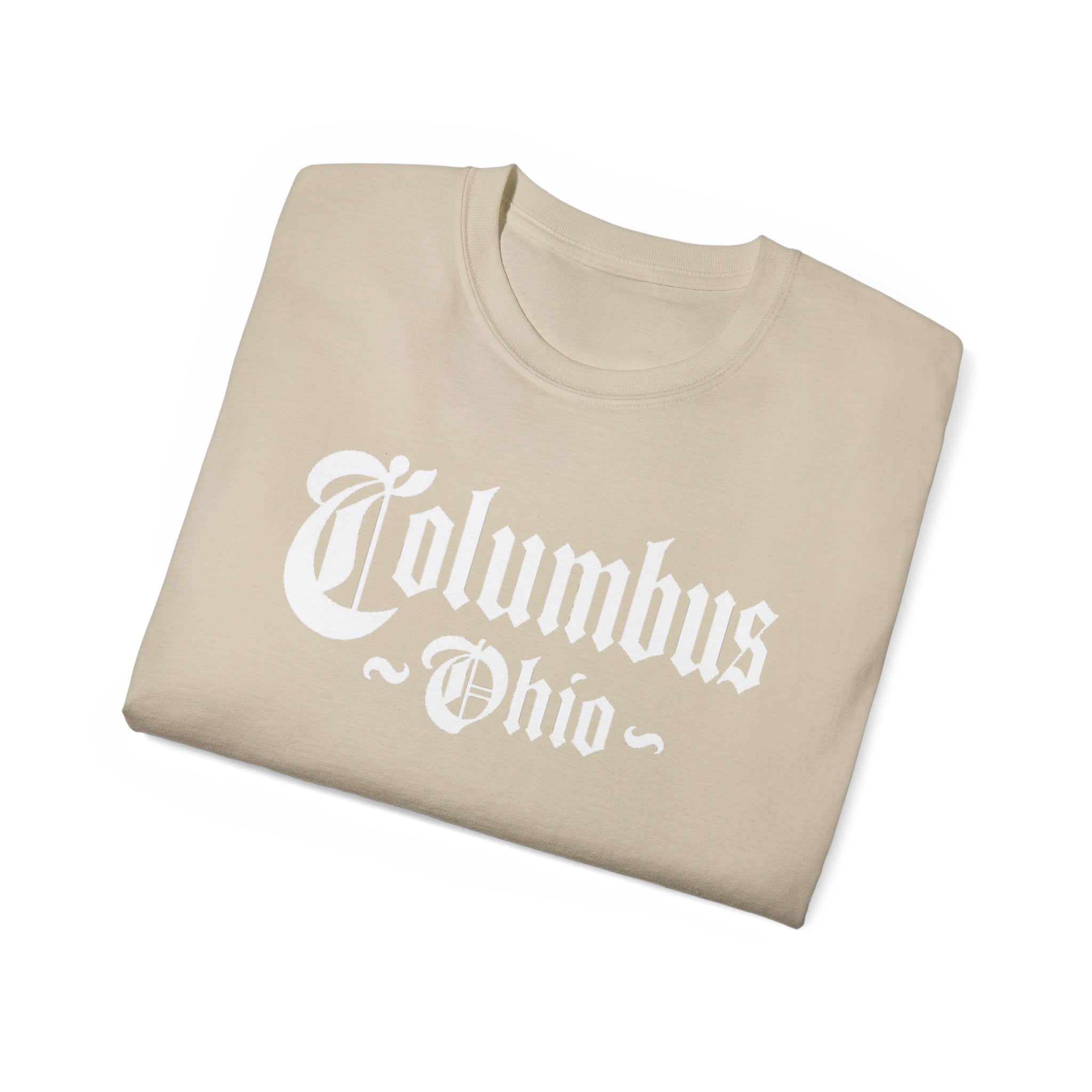 Columbus Ohio - Unisex White Text Tee Shirt